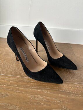 Black Suede Manolo Blahnik Pumps